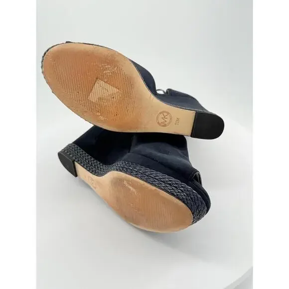 Michael Kors Wedges Womens 11M Navy Suede Ankel Wrap Lace Up Open Toe Braided - Picture 11 of 16
